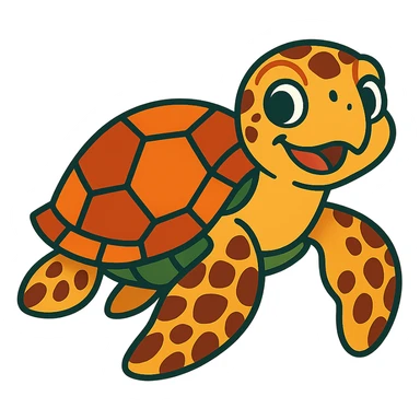 cute hawksbill turtle, playful expression sticker