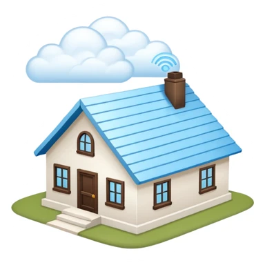 a house with a sky blue roof and white walls sticker