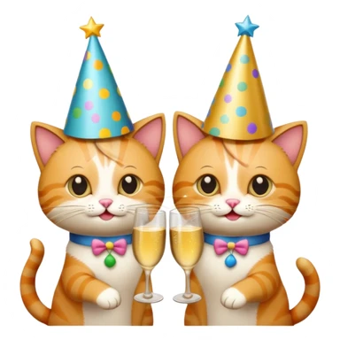 two cats cheers champagne sticker