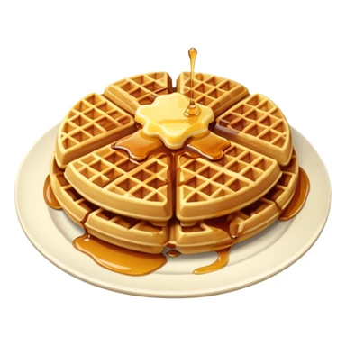 create a waffle on a plate with butter and maple syrup emoji sticker
