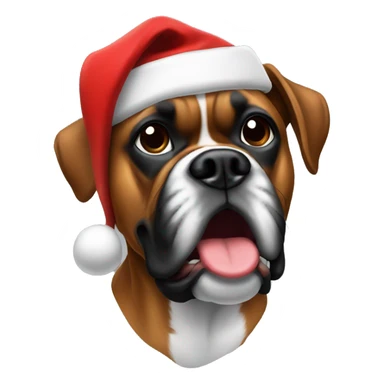 Boxer with Santa hat sticker
