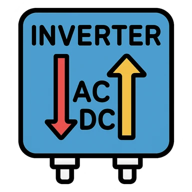 stylized inverter showing AC to DC conversion with arrows sticker
