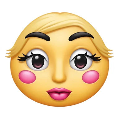Standard emoji with large pink pout and thick eyelashes  sticker