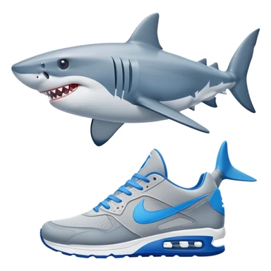 shark with two nike shoes on their feet’s sticker