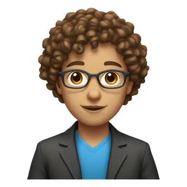 young teacher with brown curly hair and blue eyes sticker