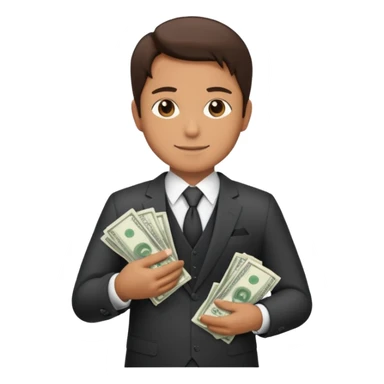 CEO with money in his hands donating to a hospital sticker