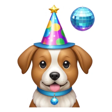 Dog with bird with disco ball sticker