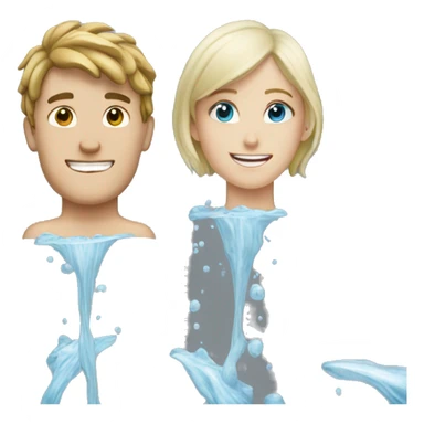 white boy and white girl water splash sticker