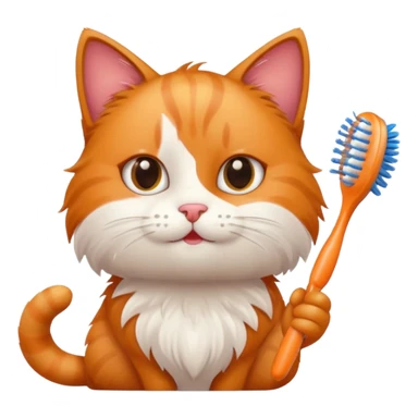 cat, tooth brush, hair brush sticker