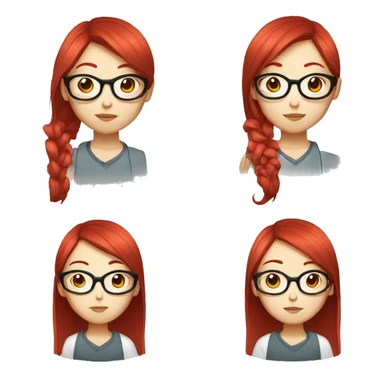 Chinese girl red hair an glasses  sticker