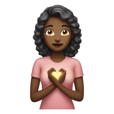 Woman holding hand to her heart with glistening eyes sticker