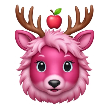 cute pink deer with apple on head sticker