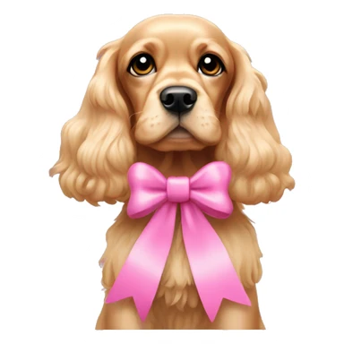 Blonde cocker spaniel wearing pink bow sticker