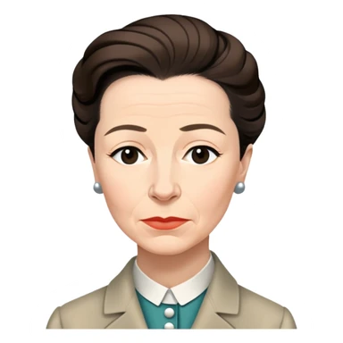 portrait of Simone de Beauvoir with thoughtful expression, neutral background sticker