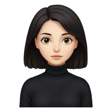 Mujer de pelo muy largo oscuro ojos oscuros muy atractiva y jersey de cuello vuelto y piel blanca sticker