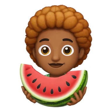 Black emoji with watermelon and fried chicken sticker