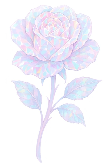girly Opal crystal rose flower, remove background sticker