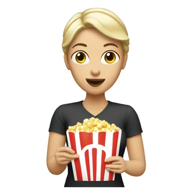 A white woman eating popcorn  sticker