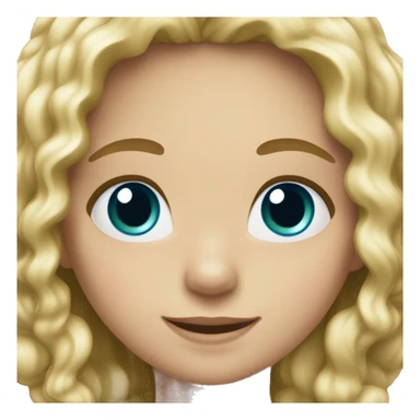 Girl, blond wavy hair with the ends color blue, green eyes, white skin and a sweet smile sticker