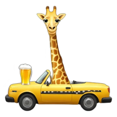 giraffe with beer in a taxi sticker