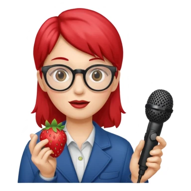 strawberry front the mic with glasses  sticker