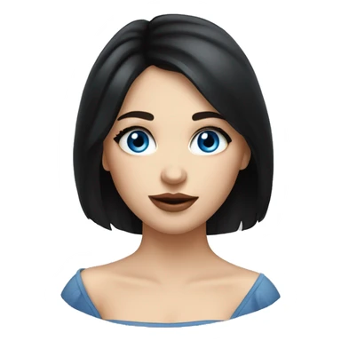 A girl with fair skin, black hair, big lips, blue eyes, a very beautiful girl, a hot girl, a Russian girl sticker