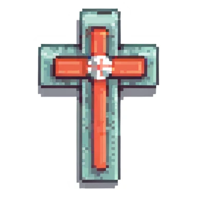 first aid cross with a retro gaming aesthetic sticker