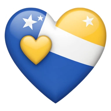 broken heart emoji with the Bosnian flag laid flat across the heart, featuring the flag's blue, yellow, and white colors, with the stars and diagonal stripe clearly visible on the heart sticker