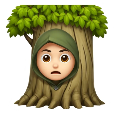 rogue character peeking from behind tree scared sticker