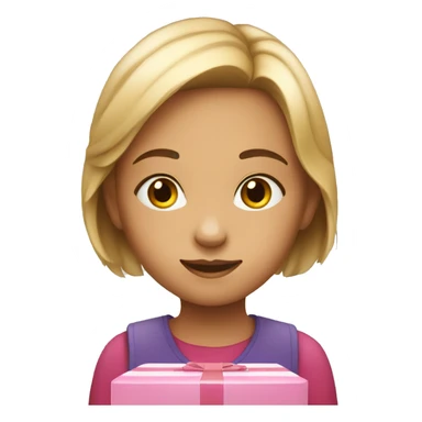 Young girl with present sticker