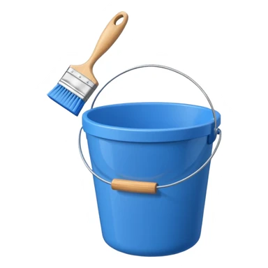 Bucket and brush for cleaning sticker