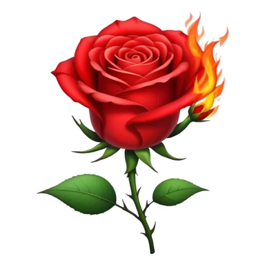 a red burning rose sticker