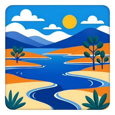 Matisse style BLUE abstract art landscape sticker