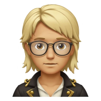 Create an avatar squared no background with a pirate with glasses and blonde hair sticker