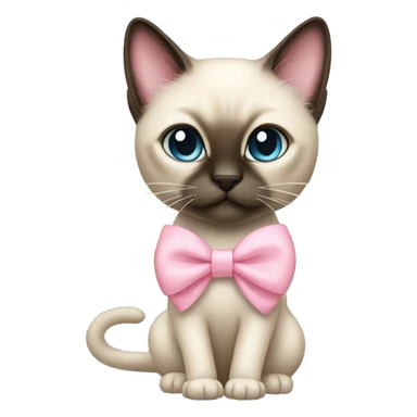 Long hair Siamese cat with pastel pink bow sticker