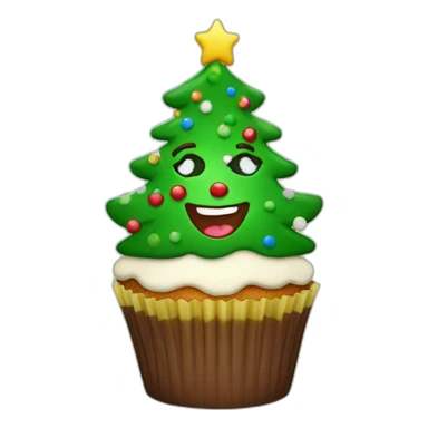 Happy Christmas tree cupcake sticker