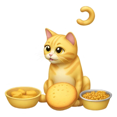 Yellow cat with empty food sticker