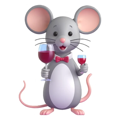 A mouse holding a glass of wine sticker