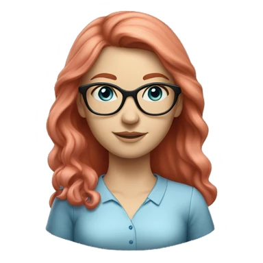 White-girl-with-long-hair-red-head-blue-eyes-wearing-glasses-blouse-formal-pink sticker