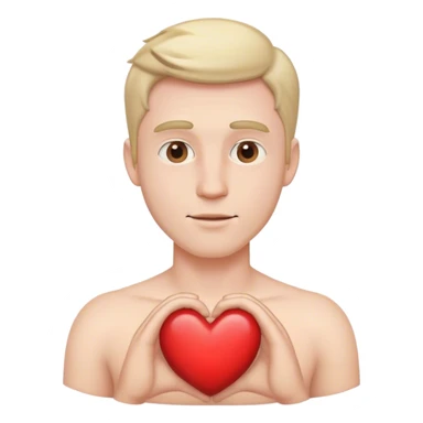 white man showing heart sticker