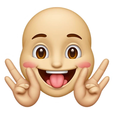 Emoji with tongue out and hands on both sides sticker