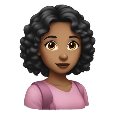 Brown girl with black hair dark brown eyes pink lips sticker