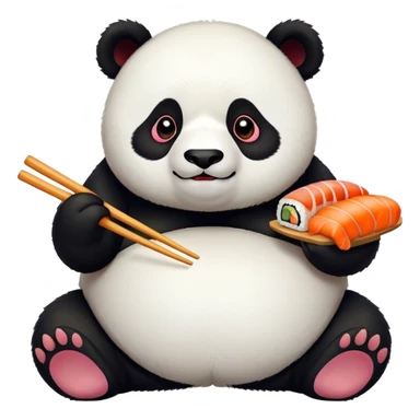 A fat panda eating sushi  sticker