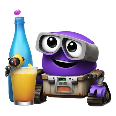 grimace getting drunk with wall-e sticker