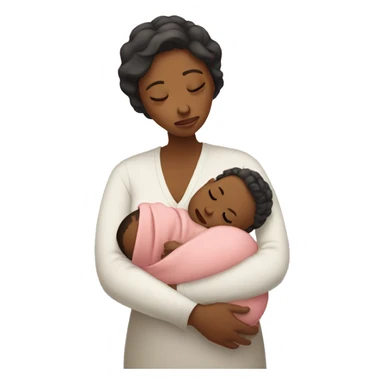 sad mother with newborn sticker