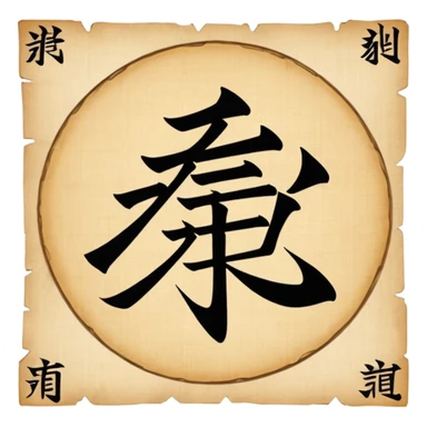 chinese Calligraphy on a papyrus sticker