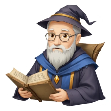 Old Scholar Wizard – gray beard, reading ancient scroll. sticker
