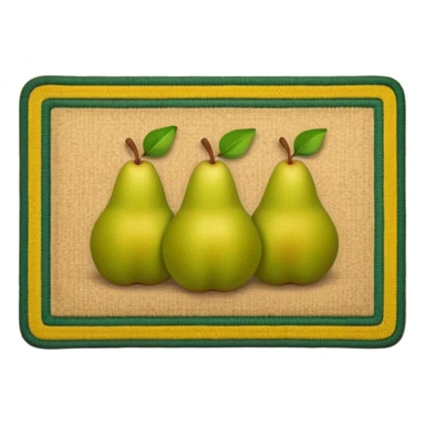 a doormat with four pears sticker