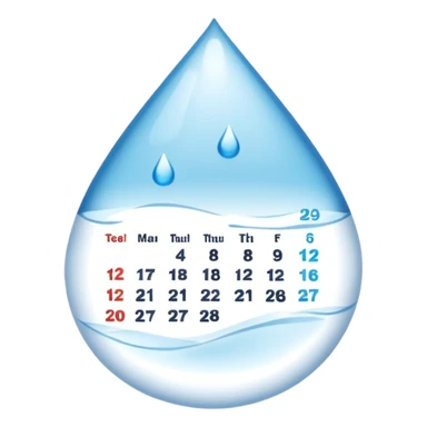 calendar with a highlighted droplet sticker