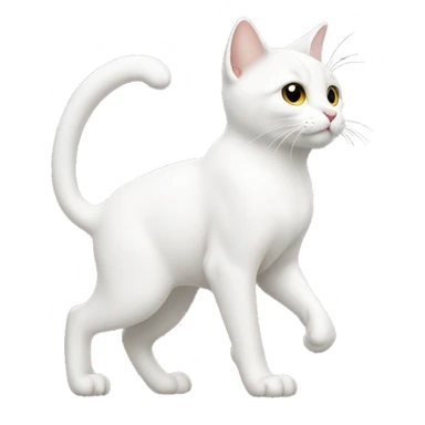 White cat walking to the left seen from the side sticker